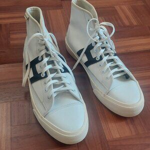 HUF White Leather High Top Sneakers with Black "H" Logo – Men’s US 8.5
